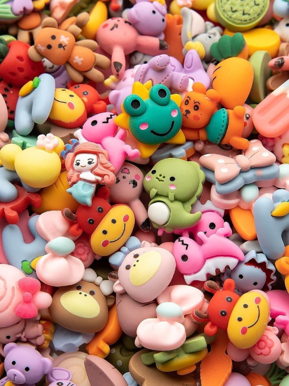 Slime Charms Cartoon Animal And Fruit Cute Set - Mixed Lot Assorted Fruit Resin
